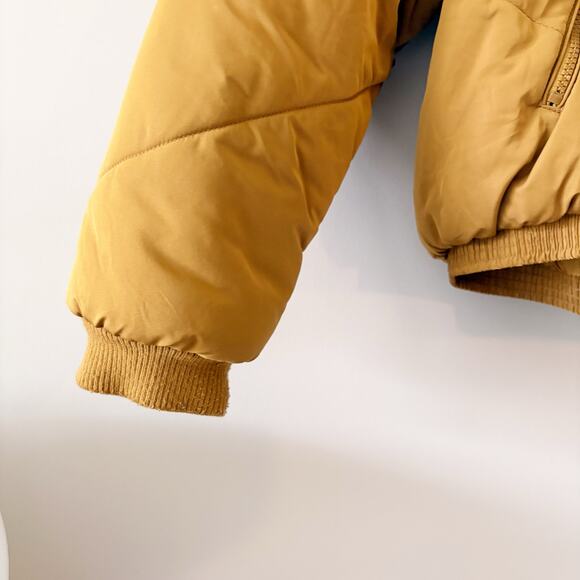 Free People Heidi Ski Puffer Jacket Mustard Chevron Color‑Block Zip Front Size M - Picture 11 of 12